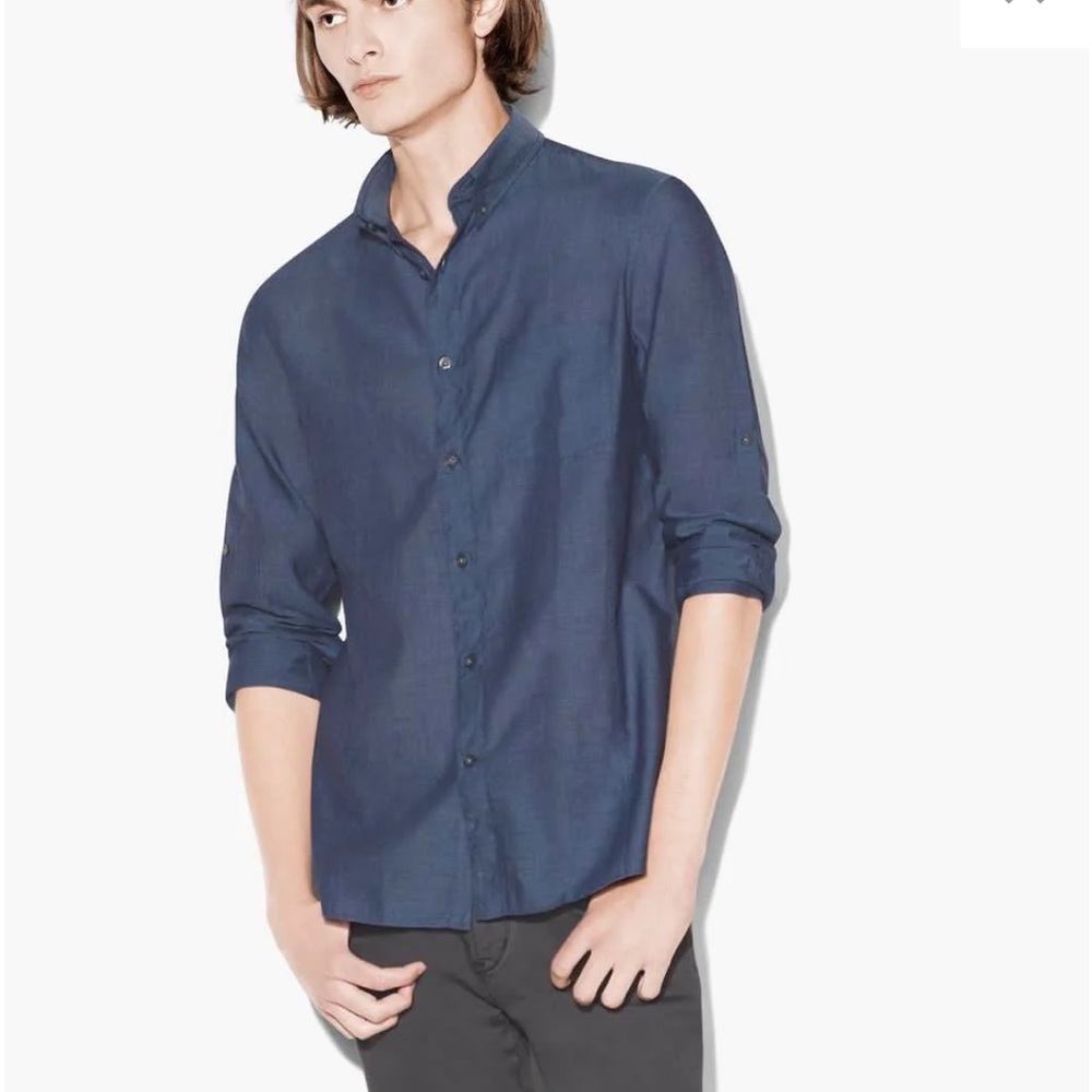 John Varvatos Rolled Up Sleeve Cotton Lightweight Shirt Size Medium